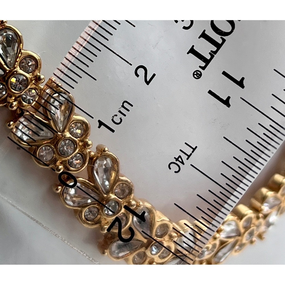 Vintage Avon Tone Crystal Floral Cluster Collar Necklace - Picture 9 of 12